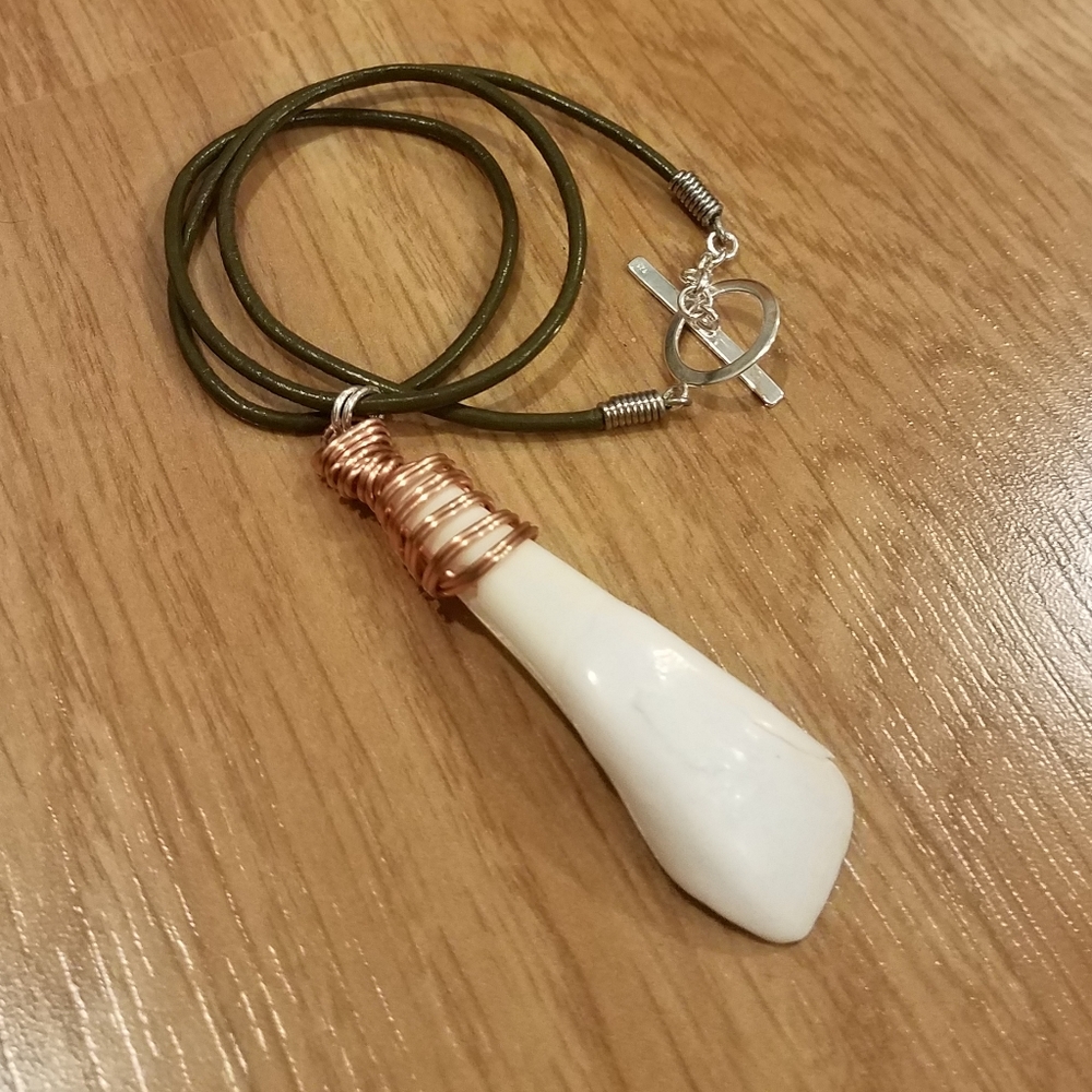 FINAL PRICE Buffalo Tooth Sterling Toggle Leather Necklace